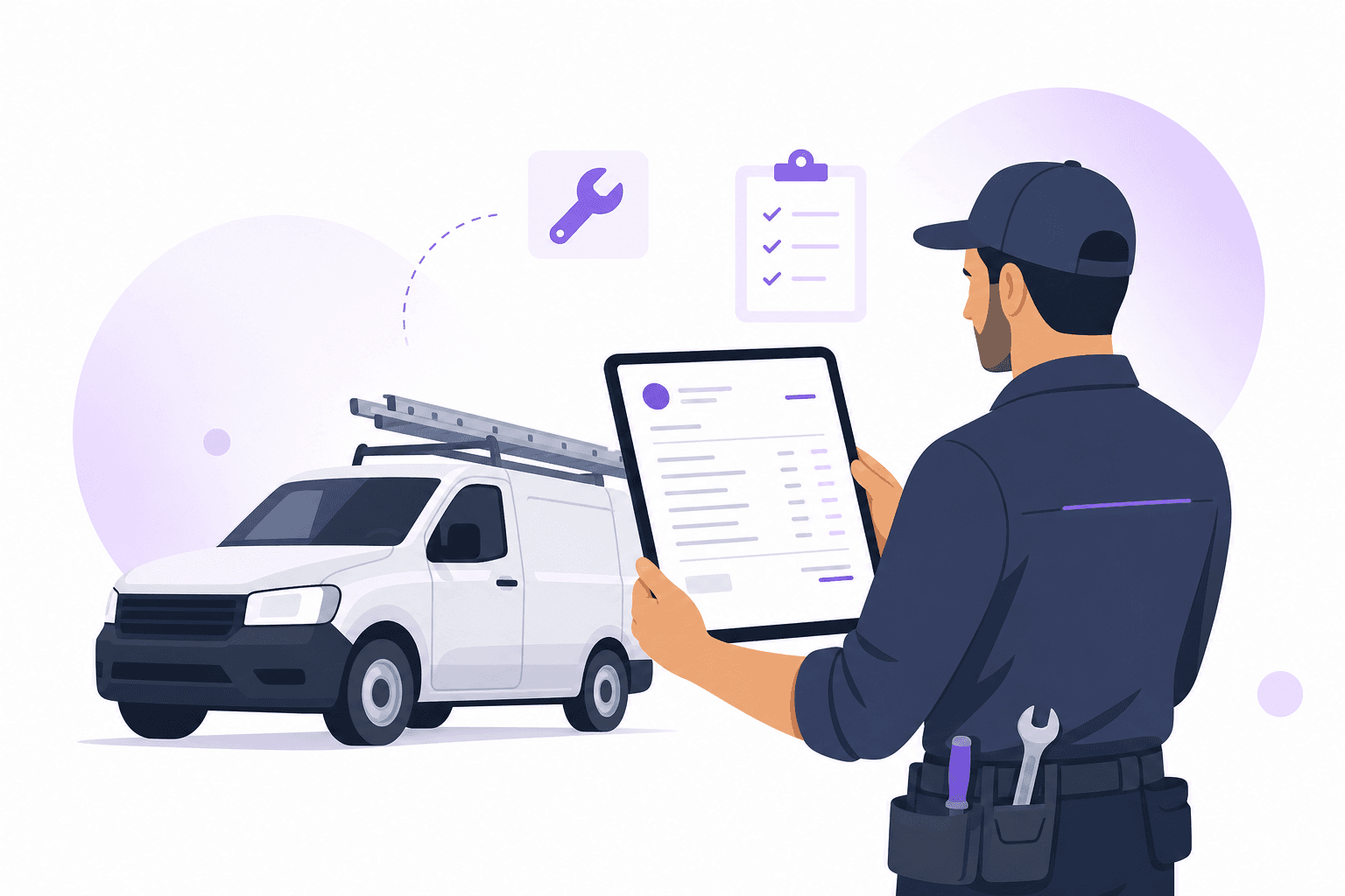 Tradesperson sending an invoice from the field